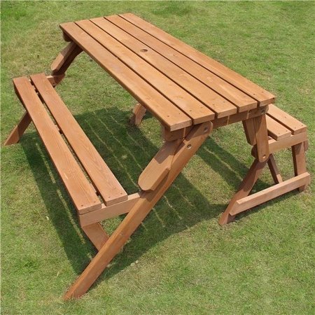 MERRY PRODUCTS Merry Products MPG-ACT04 Wood Picnic Table - Garden Bench- Wood MPG-ACT04